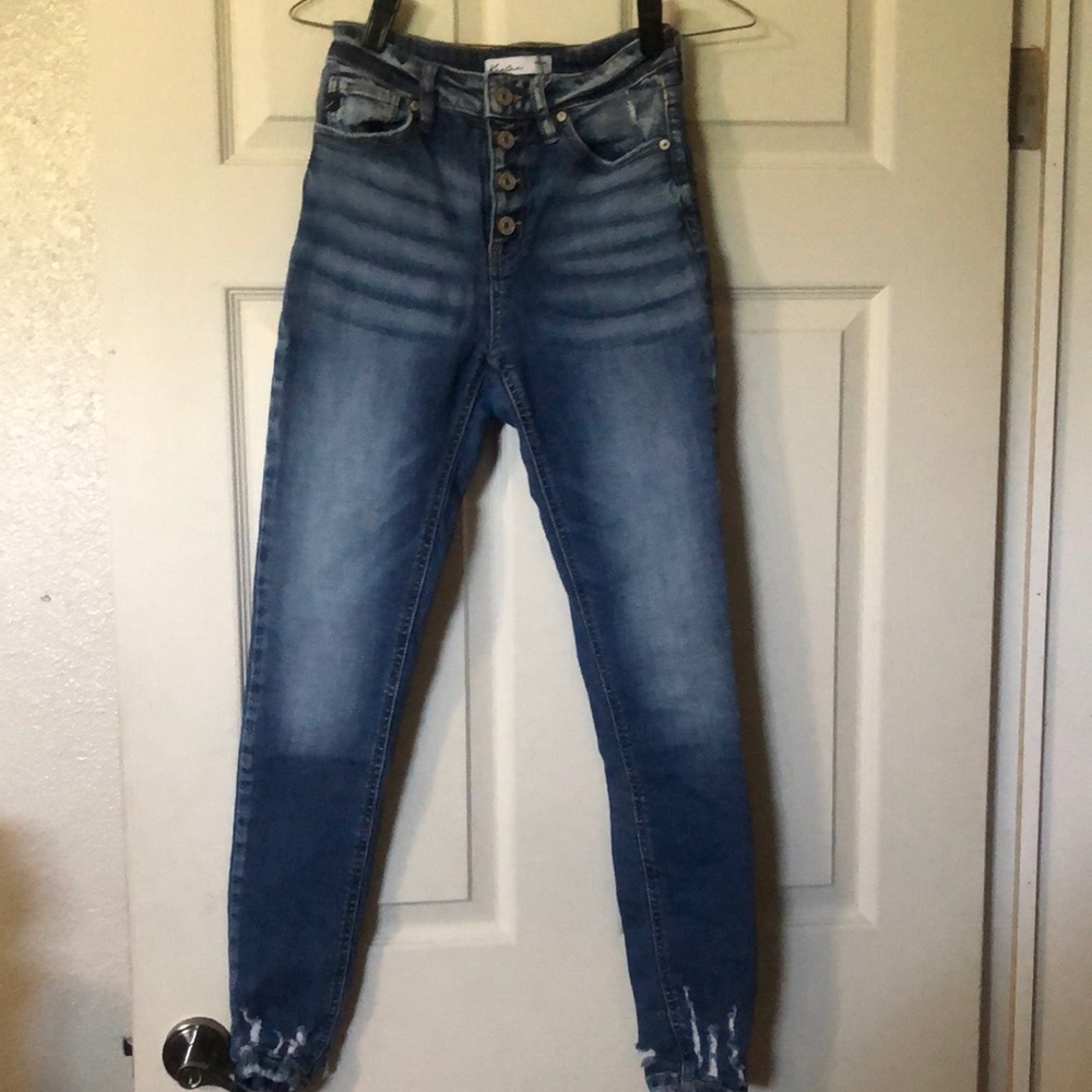 Kancan distressed high rise jeans size 25” waist five pocket